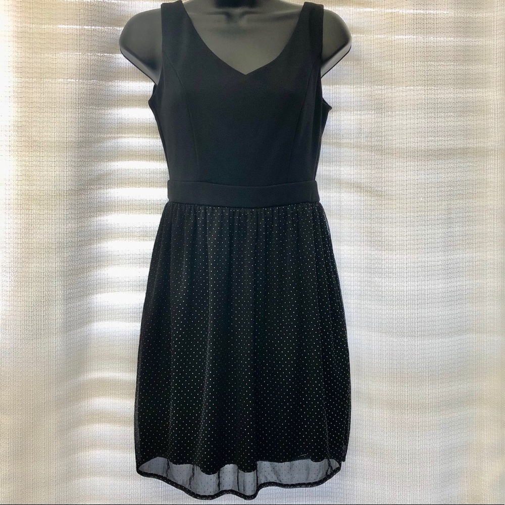 BeBop black dress with silver studded overlay